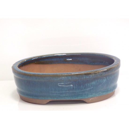 6 Inch  Blue oval glazed 